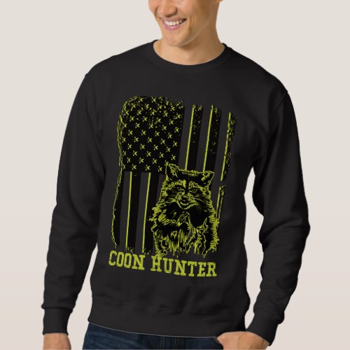 Patriotic Coon Hunter Raccoon American Flag Sweatshirt