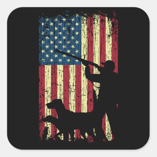 Patriotic Coon Hunting Dogs American Flag Square Sticker