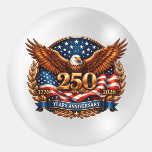 Patriotic Copper Wings of Liberty Emblem Classic Round Sticker