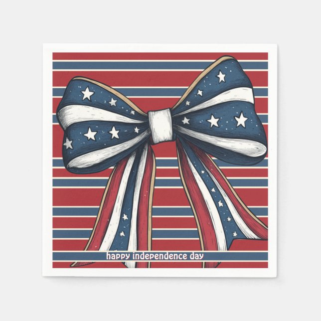 Patriotic Coquette Bow with Stars and Stripes  Napkins (Front)