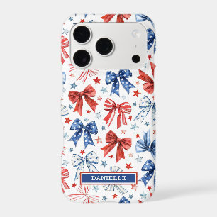Patriotic Coquette Bows Monogrammed iPhone 17 Pro Case