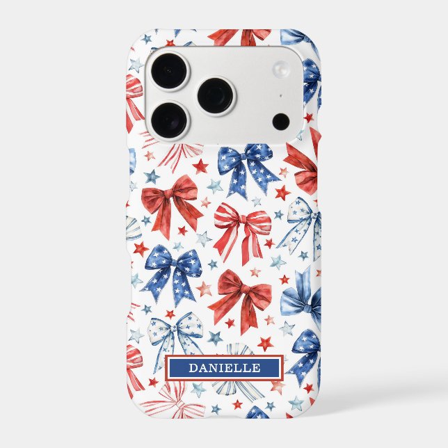 Patriotic Coquette Bows Monogrammed Case-Mate iPhone Case (Back)
