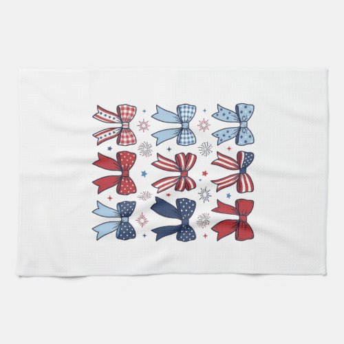 Patriotic Coquette Bows Vintage Vector Design_1 Kitchen Towel