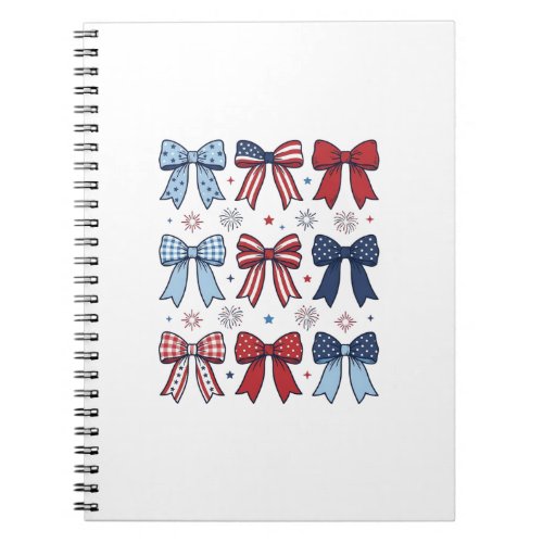 Patriotic Coquette Bows Vintage Vector Design_1 Notebook