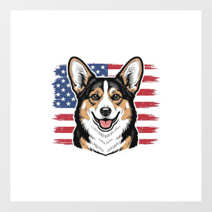 Patriotic Corgi American Flag Vintage Vector Desig Floor Decals