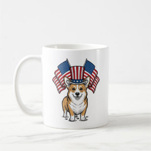 Patriotic Corgi Dog Vintage Engraving Shirt Design Coffee Mug