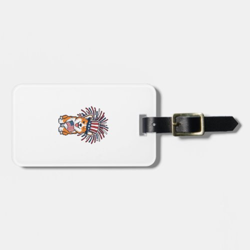 Patriotic Corgi Fireworks Dog Vector Design_1 Luggage Tag