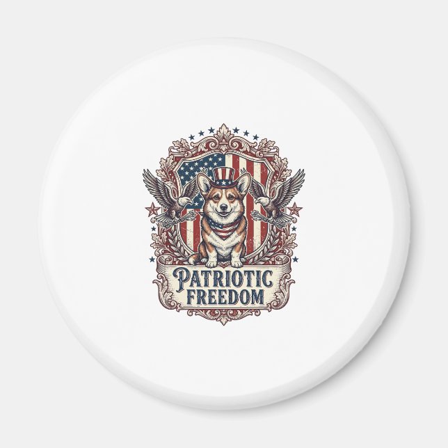 Patriotic Corgi Vector Graphic Tee_1 Magnet (Front)