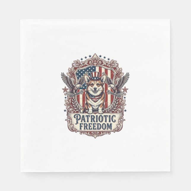 Patriotic Corgi Vector Graphic Tee_1 Napkins (Front)