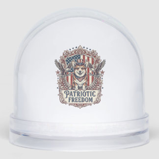 Patriotic Corgi Vector Graphic Tee_1 Snow Globe