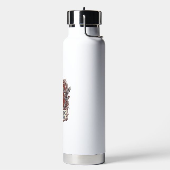 Patriotic Corgi Vector Graphic Tee_1 Water Bottle (Left)