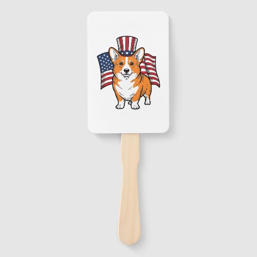 Patriotic Corgi Vintage Engraving Shirt Design_1 Hand Fan