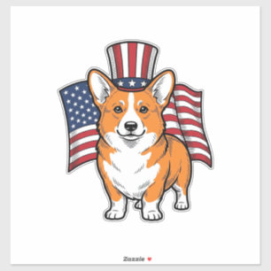 Patriotic Corgi Vintage Engraving Shirt Design_1 Sticker