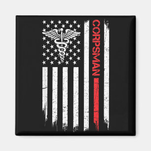 Patriotic Corpsman Flag Military Veteran Devil Doc Magnet
