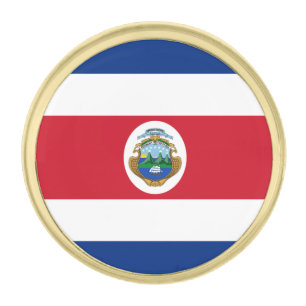 Patriotic Costa Rica Flag Gold Finish Lapel Pin