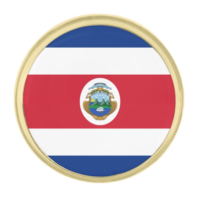 Patriotic Costa Rica Flag Gold Finish Lapel Pin (Front)
