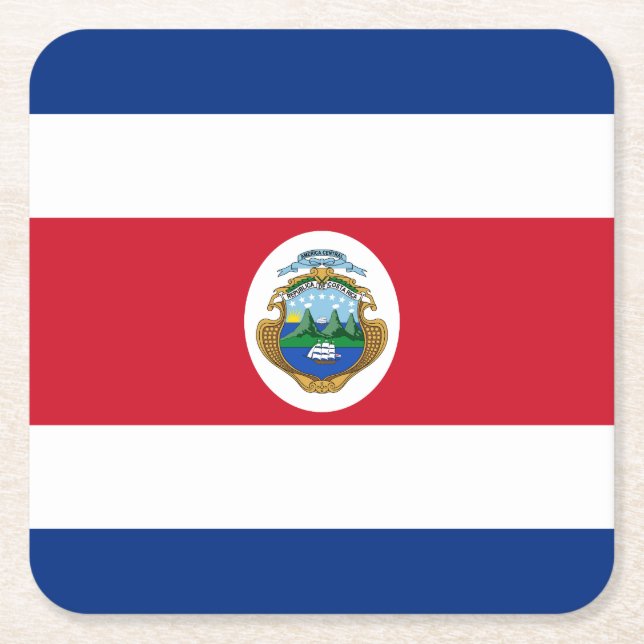 Patriotic Costa Rica Flag Square Paper Coaster (Front)