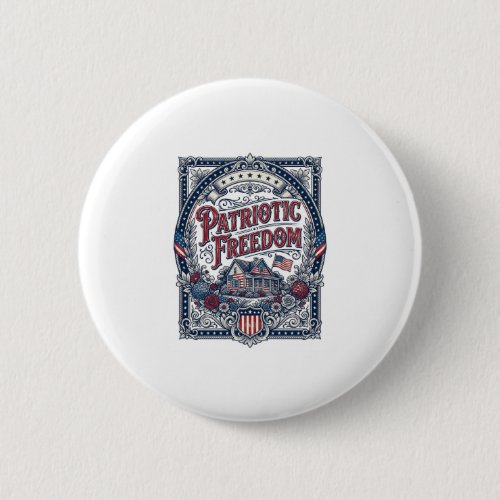 Patriotic Cottage Garden Vector Graphic Tee Button