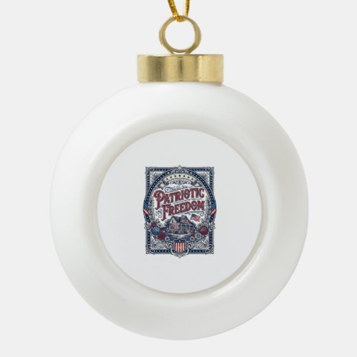 Patriotic Cottage Garden Vector Graphic Tee Ceramic Ball Christmas Ornament