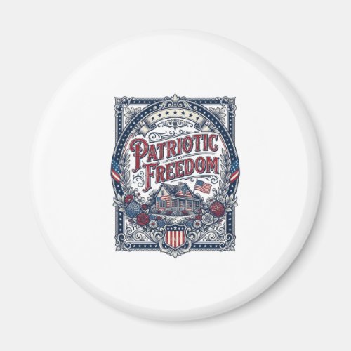 Patriotic Cottage Garden Vector Graphic Tee Magnet