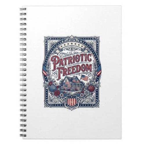 Patriotic Cottage Garden Vector Graphic Tee Notebook