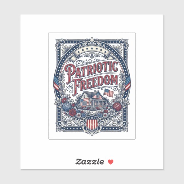 Patriotic Cottage Garden Vector Graphic Tee Sticker (Sheet)