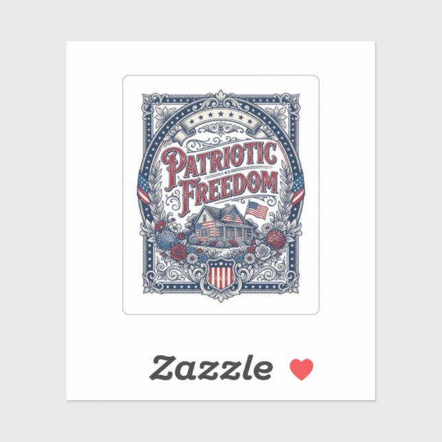 Patriotic Cottage Garden Vector Graphic Tee Sticker (Sheet)