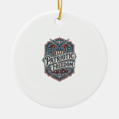 Patriotic Country Gospel Vector Graphic Tee Ceramic Ornament