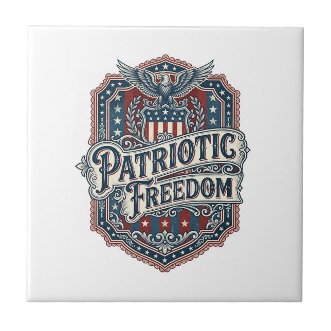 Patriotic Country Gospel Vector Graphic Tee Ceramic Tile (Front)
