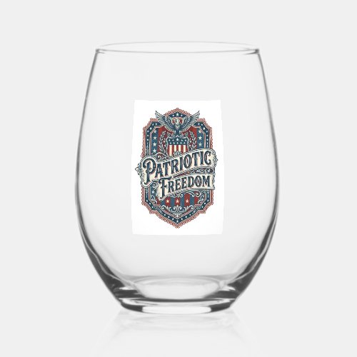 Patriotic Country Gospel Vector Graphic Tee Stemless Wine Glass