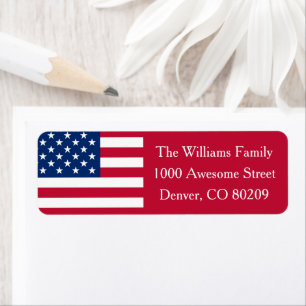 Patriotic Country Red White Blue USA American Flag Label