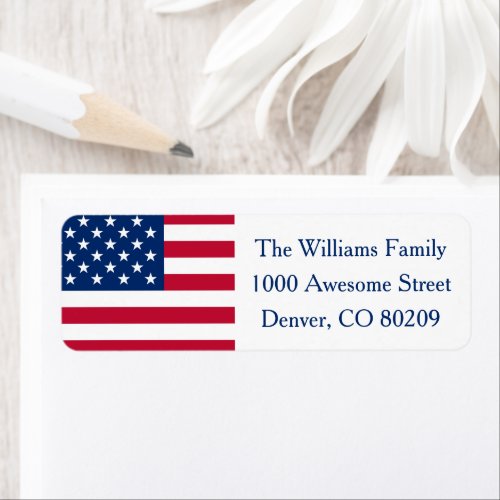 Patriotic Country USA American Flag Red White Blue Label
