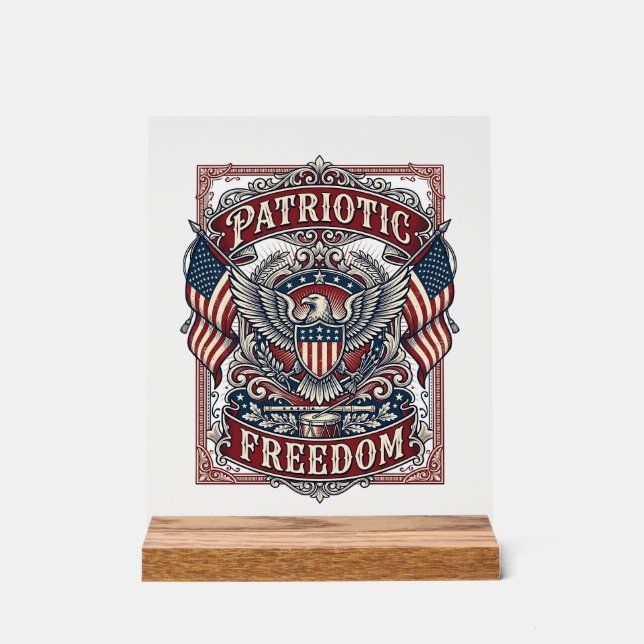 Patriotic County Parade Vector Graphic Tee_1 Acrylic Sign (Front)