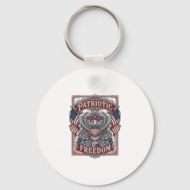 Patriotic County Parade Vector Graphic Tee_1 Keychain (Front)