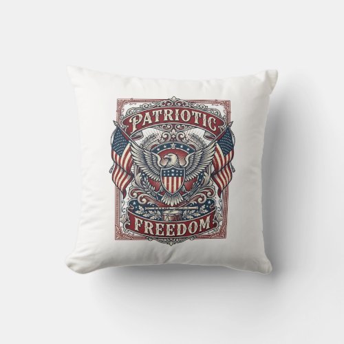 Patriotic County Parade Vector Graphic Tee_1 Throw Pillow