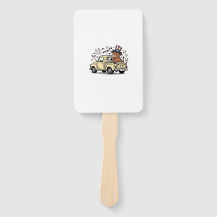 Patriotic Cow 4th of July Truck Vector Design_1 Hand Fan