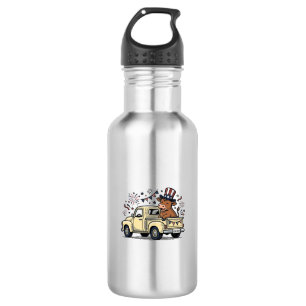 Patriotic Cow 4th of July Truck Vector Design_1 Stainless Steel Water Bottle