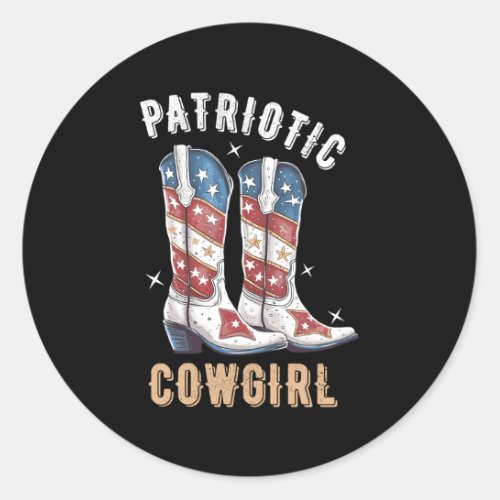 Patriotic Cow Boots American Flag July 4Th Of July Classic Round Sticker