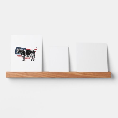 Patriotic Cow Design Vintage Farmhouse USA Art Picture Ledge