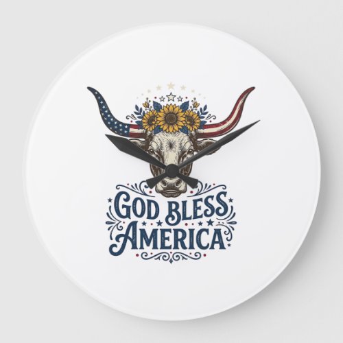 Patriotic Cow God Bless America Vintage Shirt Desi Large Clock