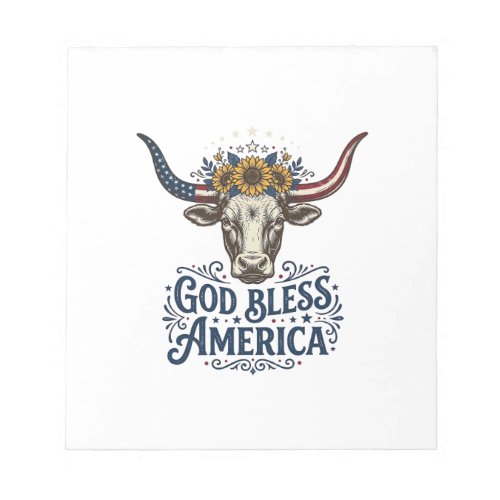Patriotic Cow God Bless America Vintage Shirt Desi Notepad