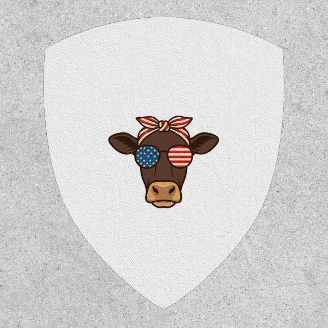 Patriotic Cow Head Sunglasses Vintage Design_1 Patch (Front)