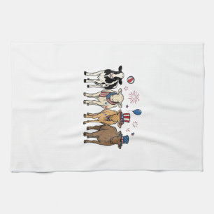 Patriotic Cow Lineup Vintage Vector Shirt Design_1 Kitchen Towel