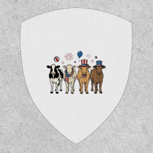 Patriotic Cow Lineup Vintage Vector Shirt Design_1 Patch