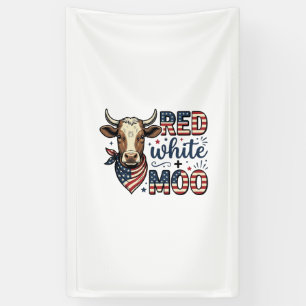 Patriotic Cow Red White Moo 4th of July Shirt Desi Banner