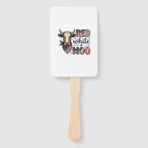 Patriotic Cow Red White Moo 4th of July Shirt Desi Hand Fan