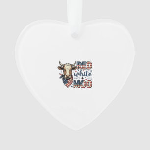 Patriotic Cow Red White Moo 4th of July Shirt Desi Ornament