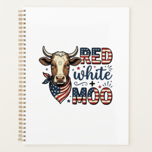 Patriotic Cow Red White Moo 4th of July Shirt Desi Planner