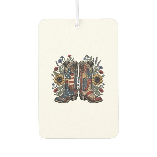 Patriotic Cowboy Boots Sunflower Floral Shirt Desi Air Freshener