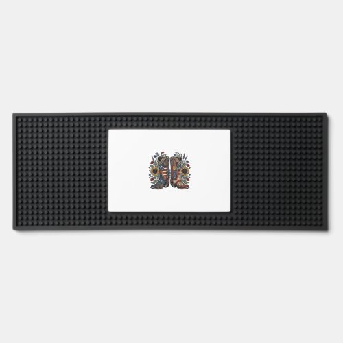 Patriotic Cowboy Boots Sunflower Floral Shirt Desi Bar Mat